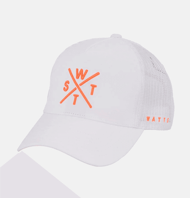 CASQUETTE WATTS TRIBE - BLANC ET ORANGE FLUO